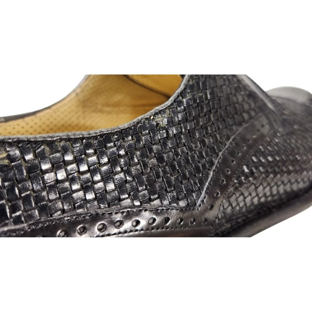 Mezlan Marina D-91M Genuine Crocodile Woven Leather Cap Toe Oxfords Men's 9.5 M